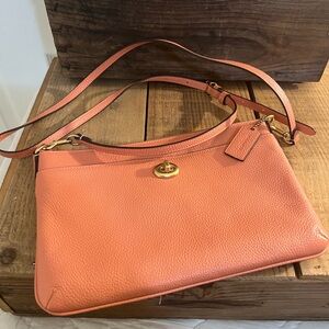 Coach Peach Crossbody Bag with Gold Accents